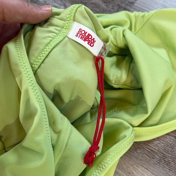 Solid & Striped Lime Green One Shoulder Swimsuit Asymmetrical Cutout NWOT S - Picture 6 of 7